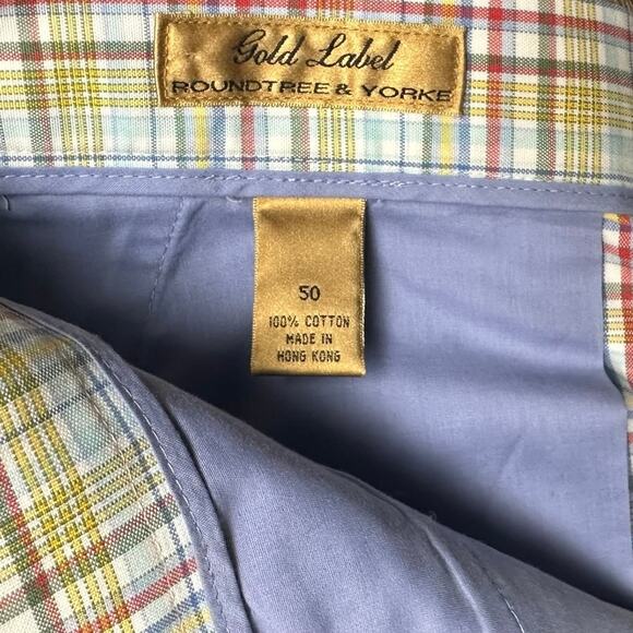 ROUNDTREE & YORKE Shorts Mens Shorts Size 50 Gold Label Plaid - Picture 4 of 5